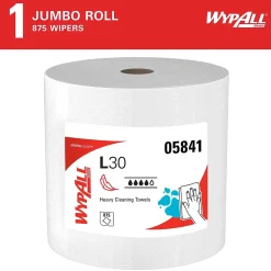 GeneralClean L30 Fabric Cleaning Wipers, 13.3" x 12.4", White, 875 Sheets/Roll, 875 Wipers/Box (5841)<WypAll Hot