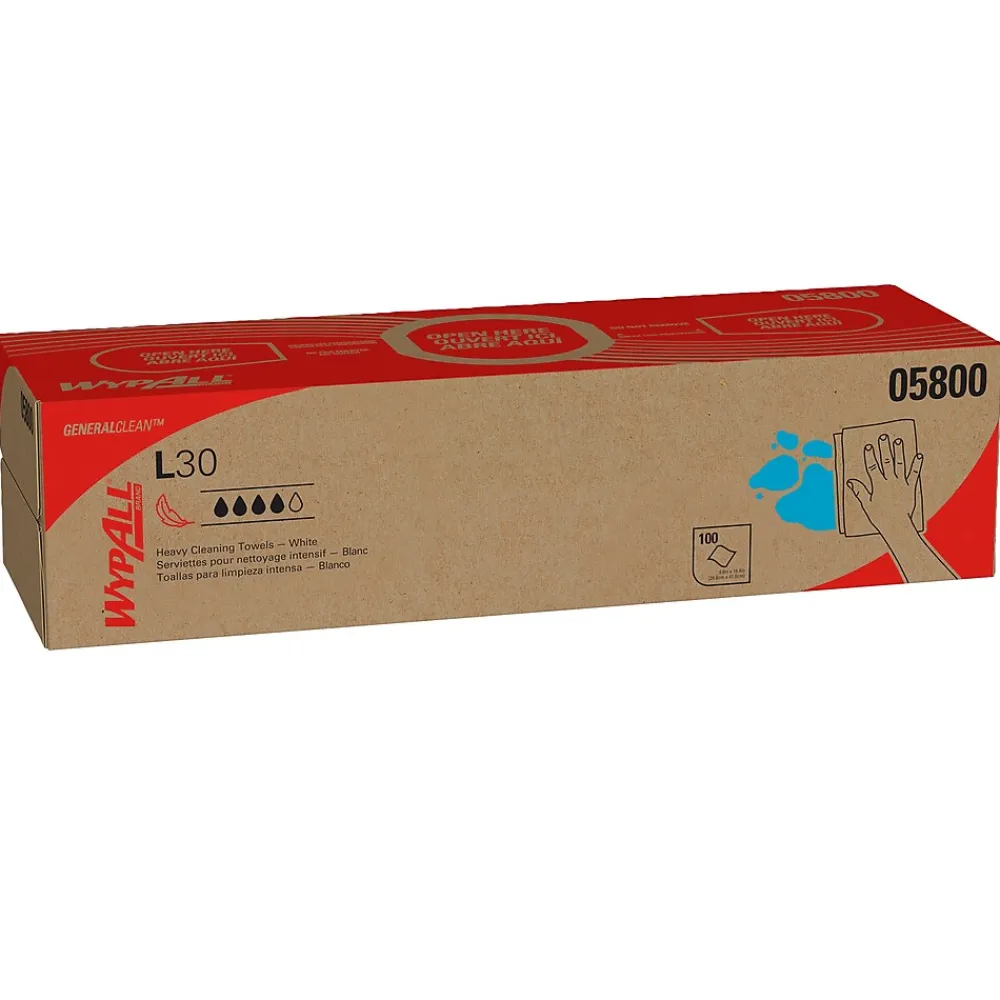 GeneralClean L30 Nylon Cleaning Wipers, 16.4" x 9.8", White, 100 Wipers/Box (05800)<WypAll Hot