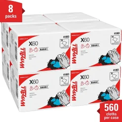 GeneralClean X60 Cleaning Cloths, 12.5" x 10", White, 70 Sheets/Pack, 8/Carton (41083)<WypAll New