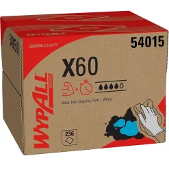 GeneralClean X60 Fabric Cleaning Wipers, 12.5", White, 236 Wipers/Box (54015)<WypAll Clearance