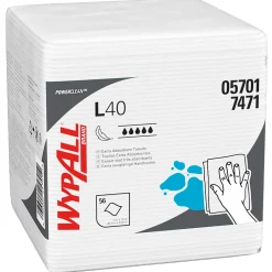 PowerClean L40 Cellulose Cleaning Wipers, 12" x 12.5", White, 56 Wipers/Box, 18/Carton (05701)<WypAll Hot