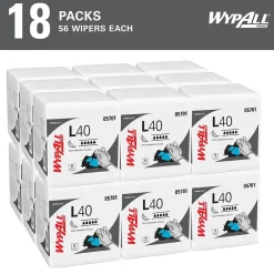 PowerClean L40 Cellulose Cleaning Wipers, 12" x 12.5", White, 56 Wipers/Box, 18/Carton (05701)<WypAll Hot