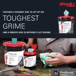 PowerClean ProScrub Fabric Cleaning Wipers, 12