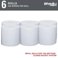 PowerClean WetTask Fabric Cleaning Wipers, 9" x 5.8", White, 250 Sheets/Roll, 6/Carton (53850)<WypAll Online