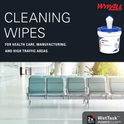 PowerClean WetTask Fabric Cleaning Wipers, 15