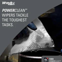 PowerClean X80 Fabric Cleaning Wipers, White, 475 Sheets/Roll, 475 Wipers/Box (41025)<WypAll New
