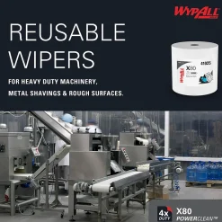 PowerClean X80 Fabric Cleaning Wipers, White, 475 Sheets/Roll, 475 Wipers/Box (41025)<WypAll New