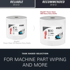 PowerClean X80 Fabric Cleaning Wipers, White, 475 Sheets/Roll, 475 Wipers/Box (41025)<WypAll New