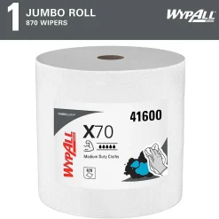 PowerClean X70 Fabric Cleaning Wipers, 13.3" x 13.4", White, 870 Sheets/Roll (41600)<WypAll Clearance