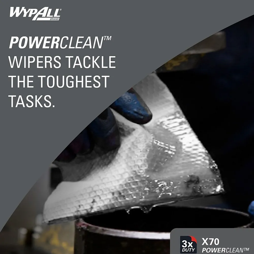 PowerClean X70 Fabric Cleaning Wipers, 13.3" x 13.4", White, 870 Sheets/Roll (41600)<WypAll Clearance