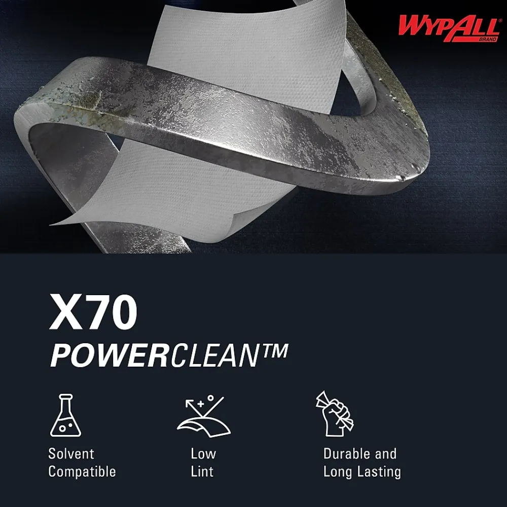PowerClean X70 Fabric Cleaning Wipers, 13.3" x 13.4", White, 870 Sheets/Roll (41600)<WypAll Clearance