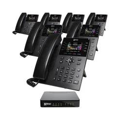 XBLUE QB1 14-Line Corded Conference Telephone System Bundle, Black (qb1-ip8g-4x7)