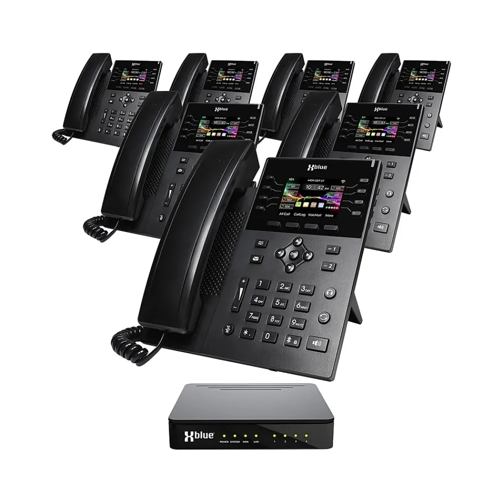 XBLUE QB1 14-Line Corded Conference Telephone System Bundle, Black (qb1-ip8g-4x7)