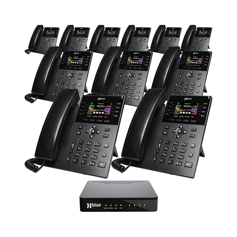 XBLUE QB1 14-Line Corded Conference Telephone System Bundle, Black (qb1-ip8g-4x11)