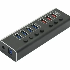 4XEM 7-Port USB-A 3.2 Gen 1 Data Hub, Black (4XUSBAHUB7PDTAA)