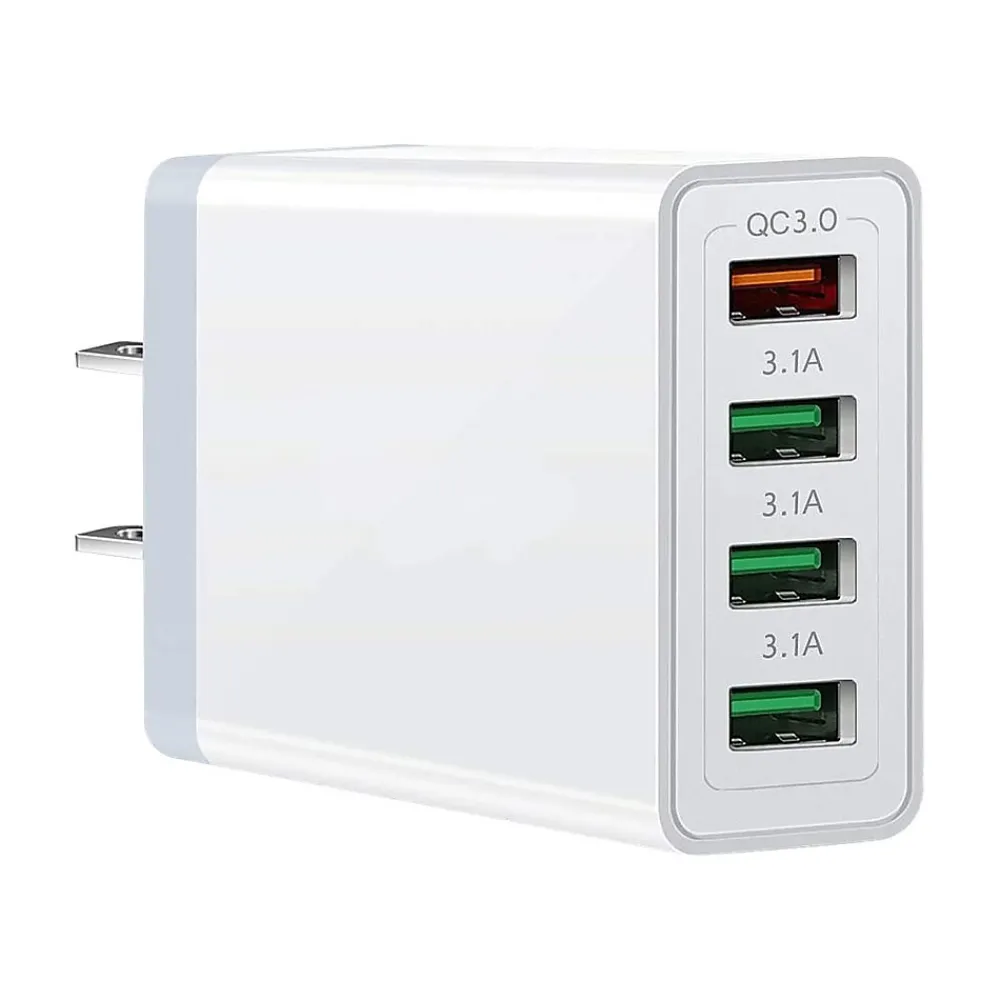 USB Adapter for Tablet/Cellular Phone, White (4XPOWER4USB)<4XEM New