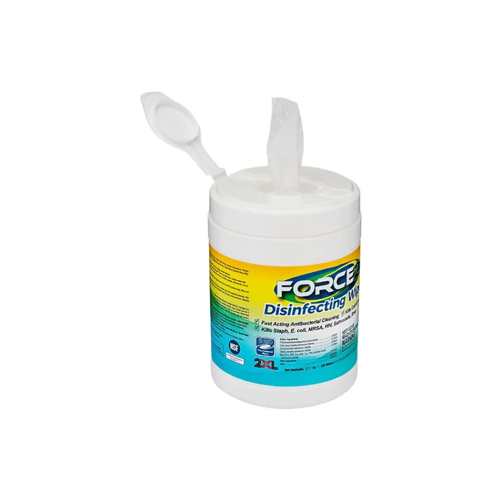 Force2 Disinfecting Wipes, 220 Wipes/Container, 12/Carton (MC7070)<2XL Corp Best