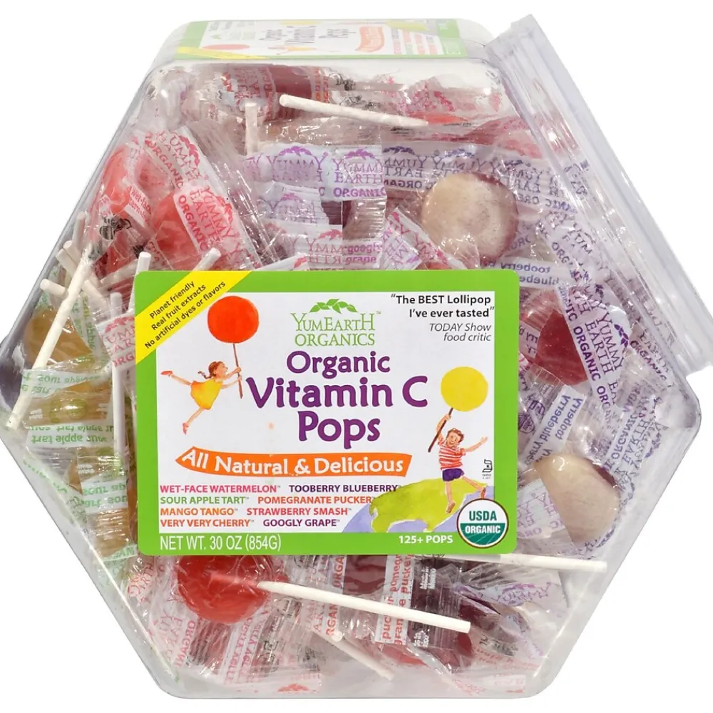 YumEarth Organic Vitamin C Pops Lollipops, Assorted Flavors (270-00023)
