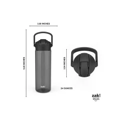Zak! Liberty Plastic Water Bottle, 24 oz., Ebony (0015-X280)