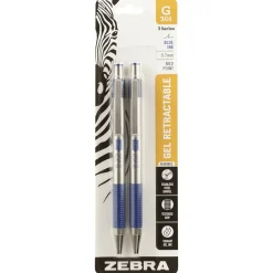 Pens|Zebra G-301 Retractable Gel Pen, Medium Point, 0.7mm, Blue Ink, 2 Pack (41322)