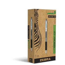Pens|Zebra Jimnie Retractable Ballpoint Pen, Medium Point, 1.0mm, Black Ink, Dozen (22510)