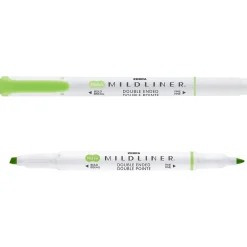Highlighters|Zebra MILDLINER Double-Ended Creative Highlighter, Chisel/Bullet Tip, Green, 6/Pack (78140R)