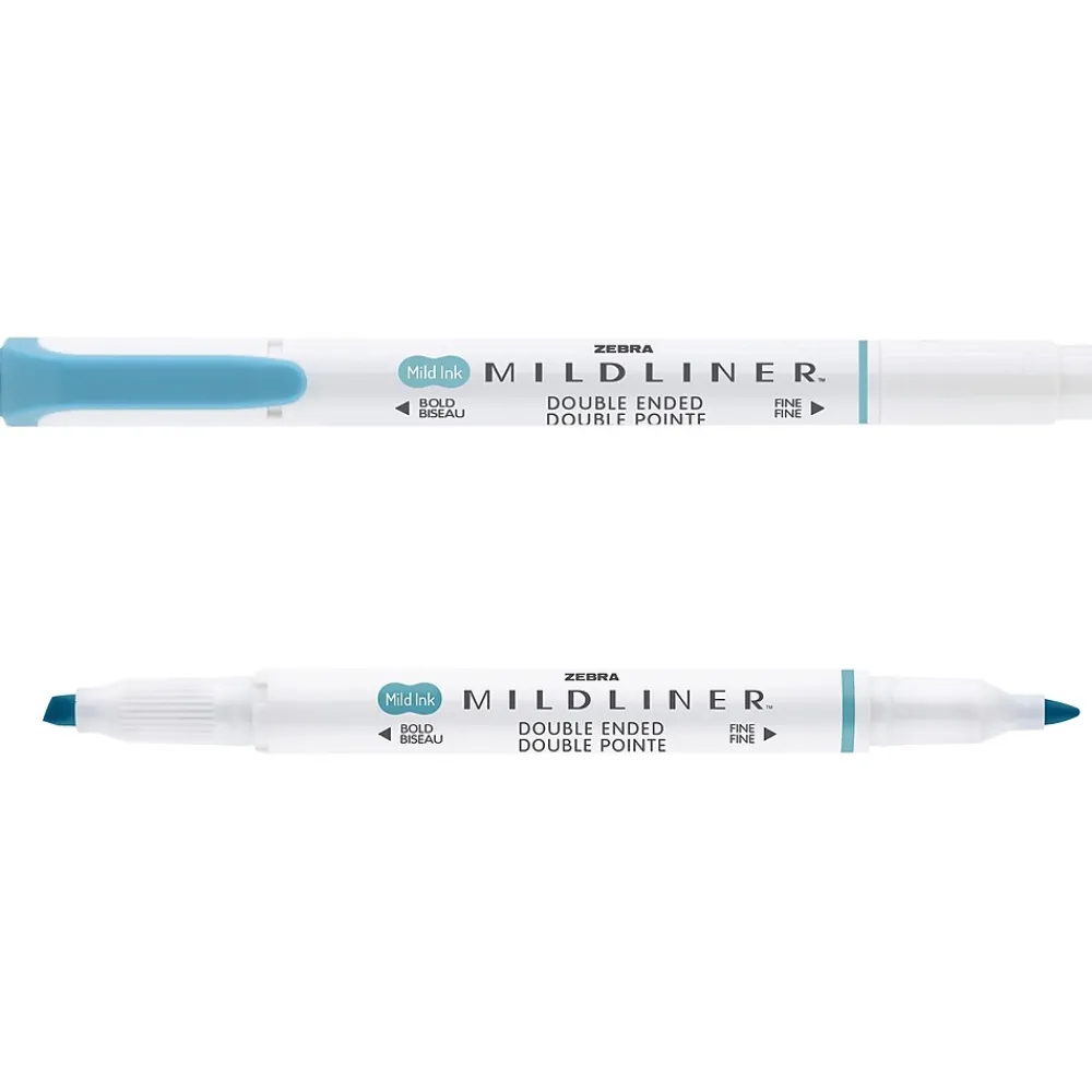 Highlighters|Zebra MILDLINER Double-Ended Creative Highlighter, Chisel/Bullet Tip, Smoke Blue, 6/Pack (78420R)