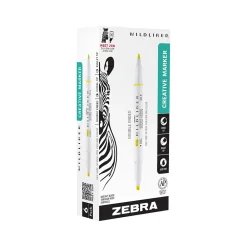 Highlighters|Zebra MILDLINER Double-Ended Creative Highlighter, Chisel/Bullet Tip, Yellow, 6/Pack (78150R)