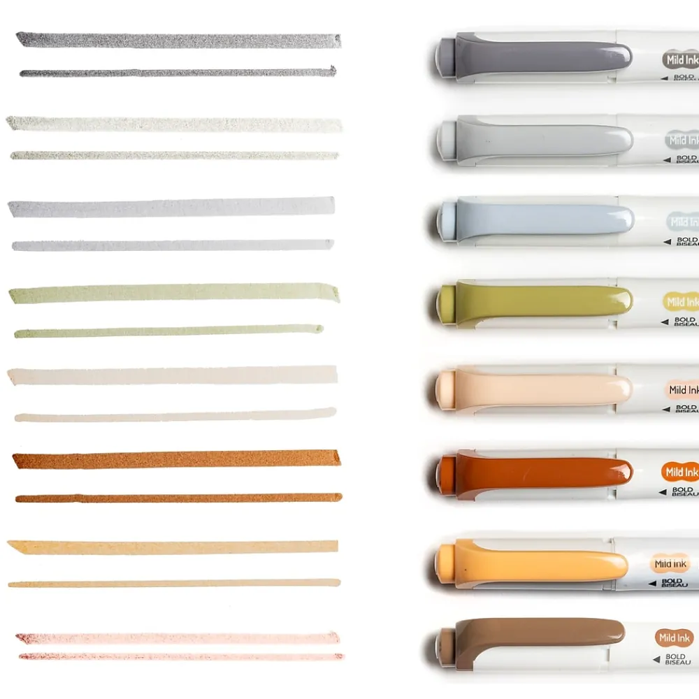 Highlighters|Zebra Mildliner Twin Tip Highlighters, Bullet/Chisel Tip, Neutral Assorted, 8/Pack (78208)