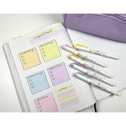 Highlighters|Zebra Mildliner Twin Tip Highlighters, Bullet/Chisel Tip, Gentle Assorted, 5/Pack (78705)