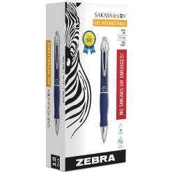 Pens|Zebra Sarasa Dry X10 Retractable Gel Pen, Medium Point, 0.7mm, Blue Ink, 12/Pack (42620)