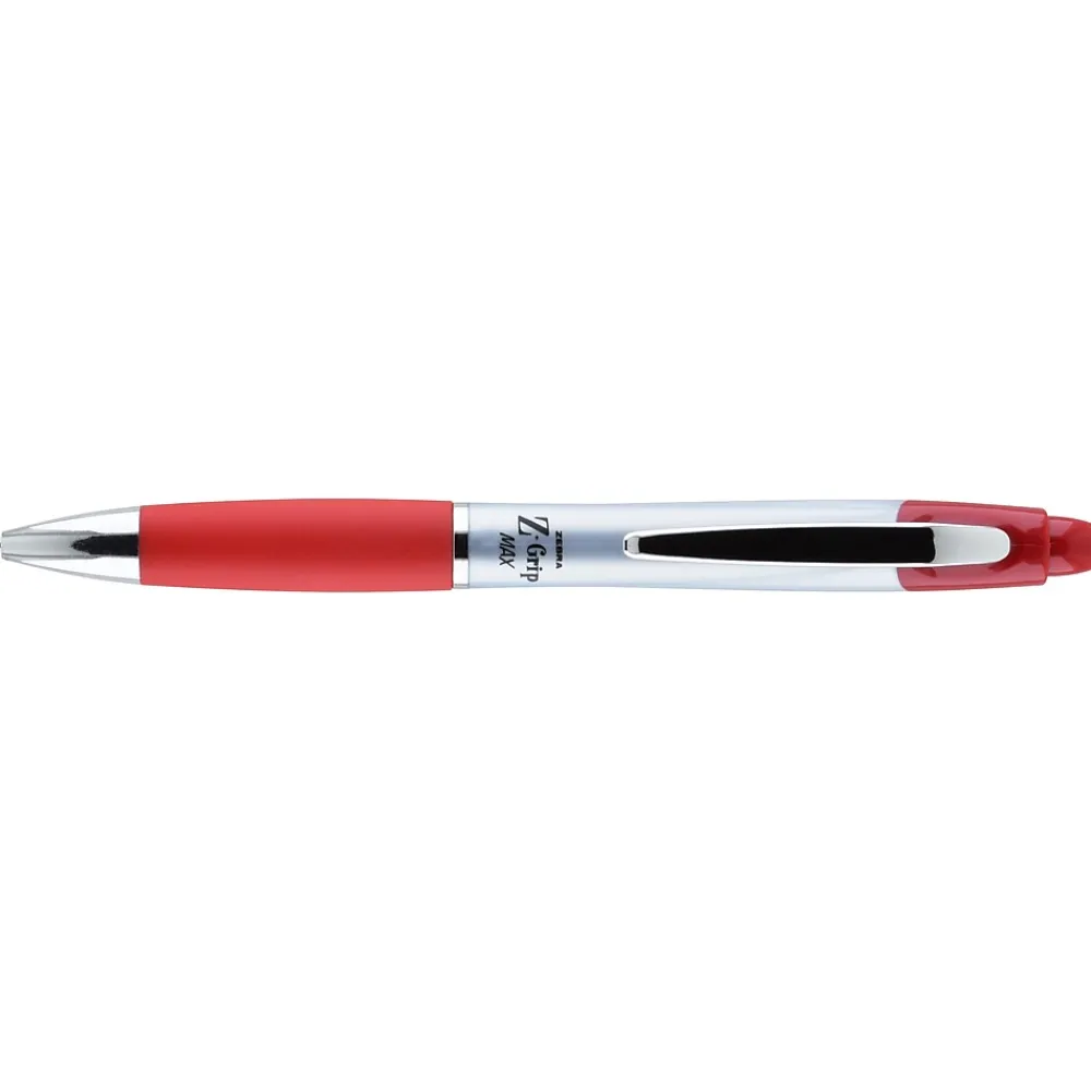 Pens|Zebra Z-Grip Max Retractable Ballpoint Pen, Medium Point, 1.0mm, Red Ink, Dozen (22430)