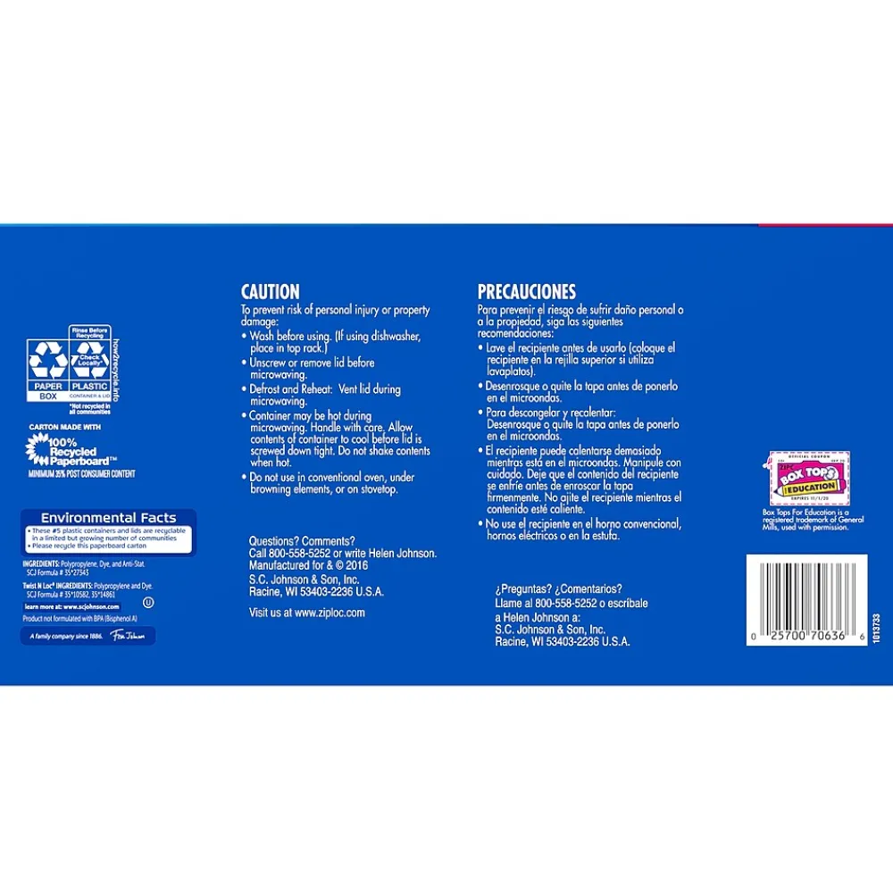 Ziploc Variety Pack Containers with Lids, Assorted Sizes, 24 Pieces/Pack (308674)